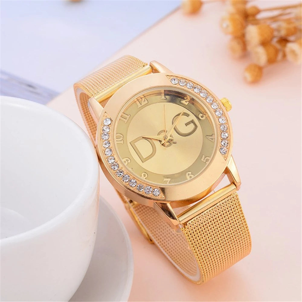 DQG Women’s Starry Sky Diamond Quartz Watch Stainless Gold