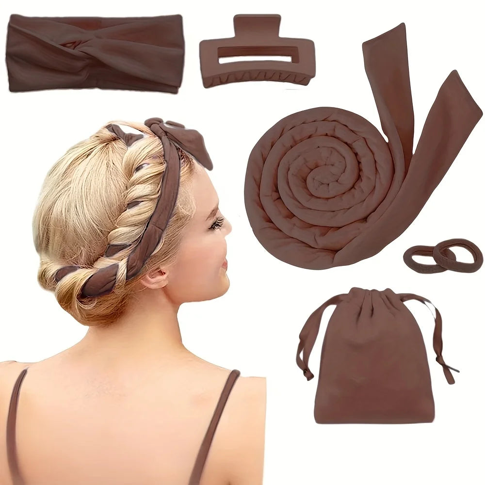 Morsue Heatless Curling Kit for Women – Silk Curler, Sleep Mask & Shower Cap.