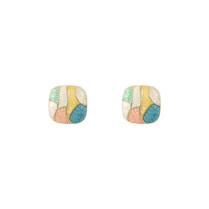 Colorful Glaze Water Drop Stud Earrings – Boho Style