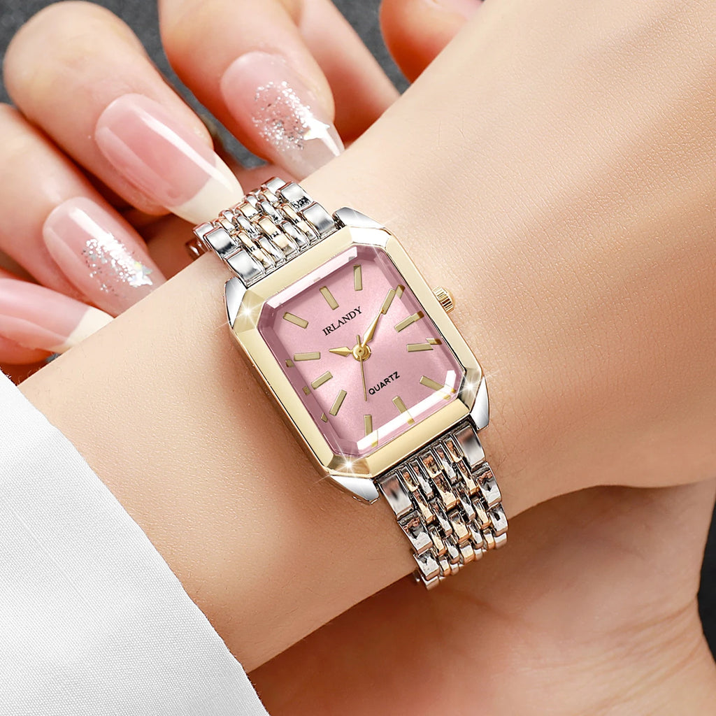 Fashion Rectangle Women’s Steel Strap Quartz Watch (Without Box)