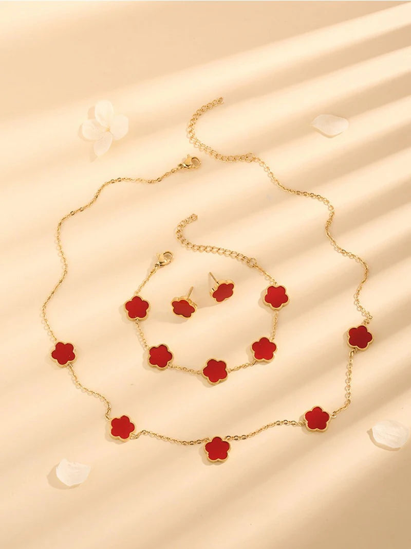 3PCS Clover Flower Jewelry Set for Women.