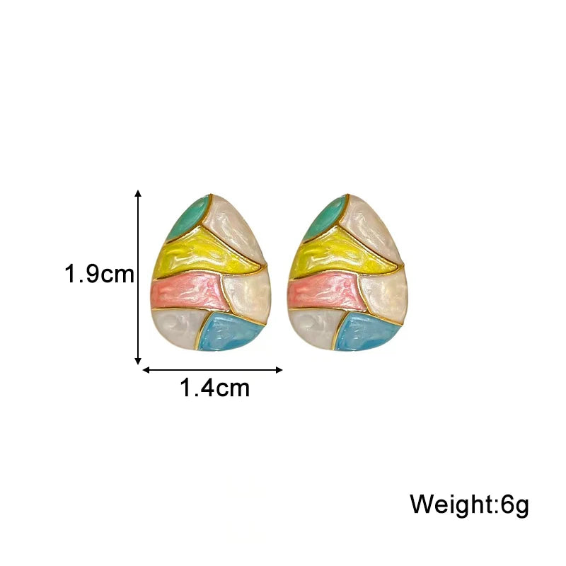 Colorful Glaze Water Drop Stud Earrings – Boho Style