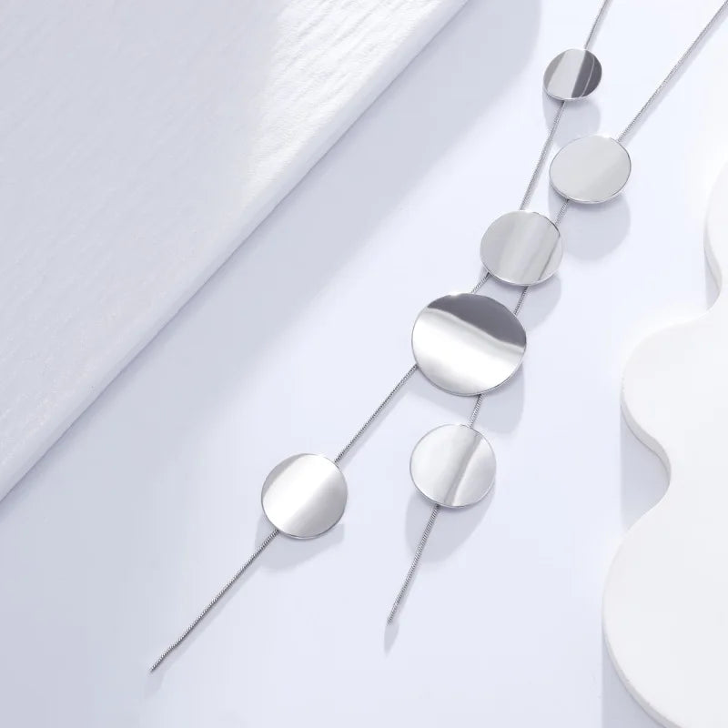 Women’s Long Necklace with Large Round Pendant Simple & Elegant