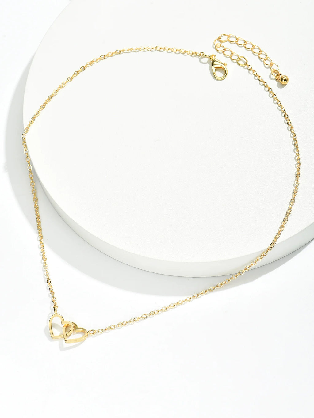 Tiny Double Heart Chain Necklace for Women