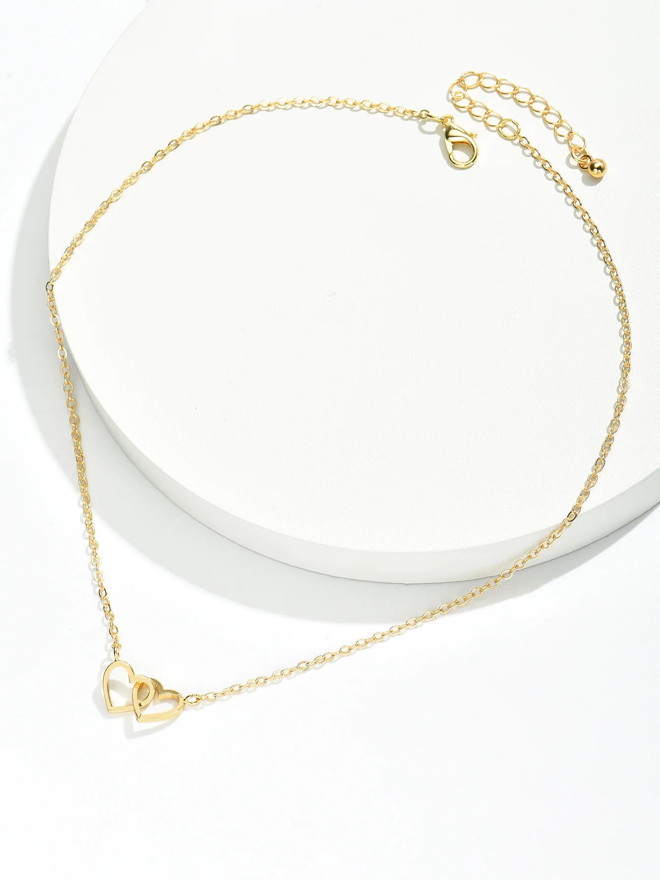 Tiny Double Heart Chain Necklace for Women