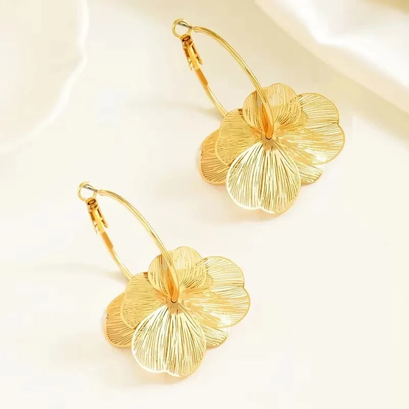 Vintage Gold Butterfly Flower Earrings Wedding & Party Jewelry