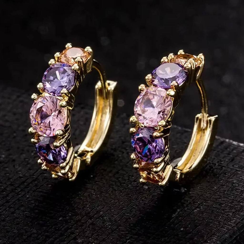 Purple Multicolor Zircon Earrings – Luxury Style