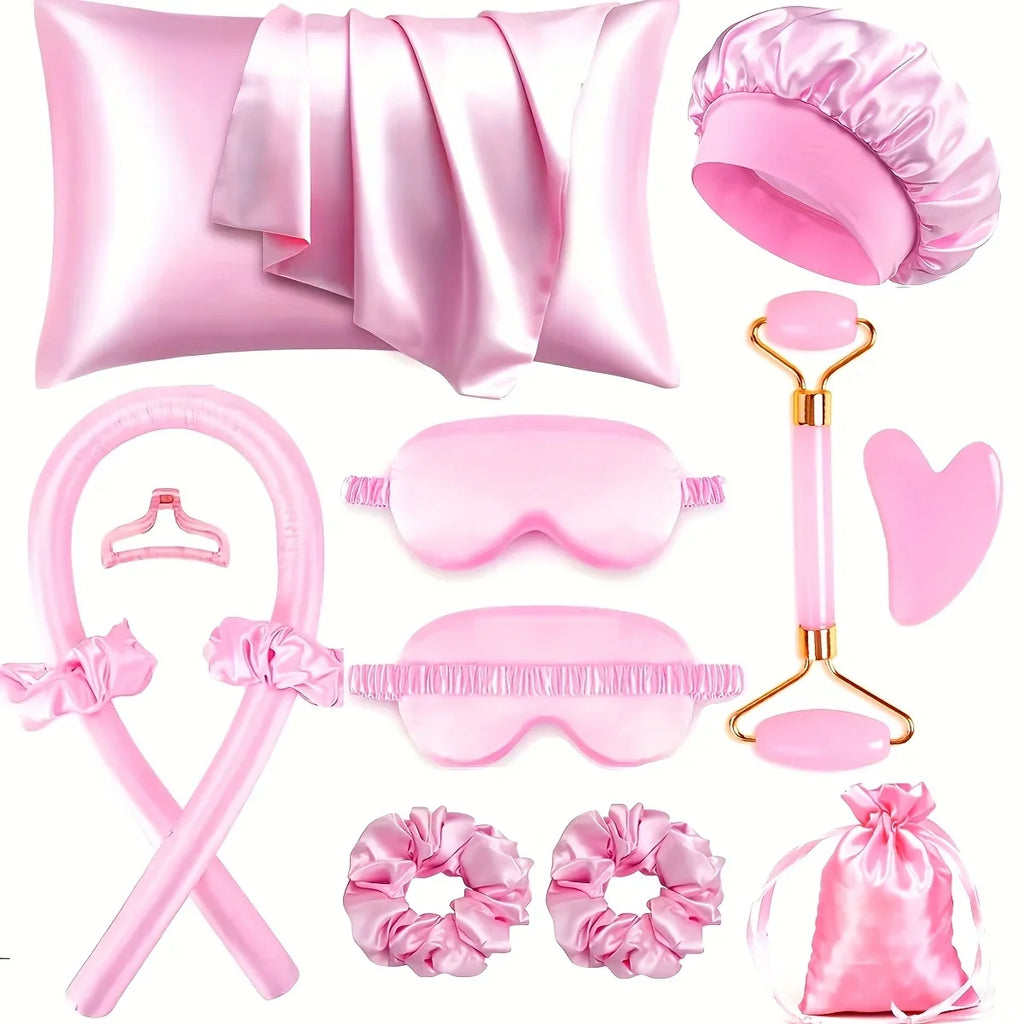 Morsue Heatless Curling Kit for Women Silk Curler, Sleep Mask & Shower Cap.