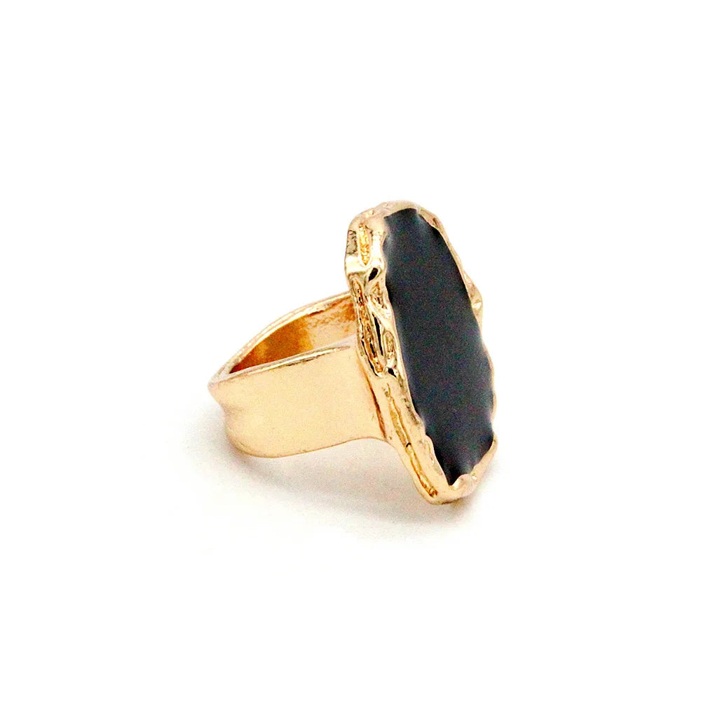 Stylish Bohemian Black Stone Ring – Unisex Fashion
