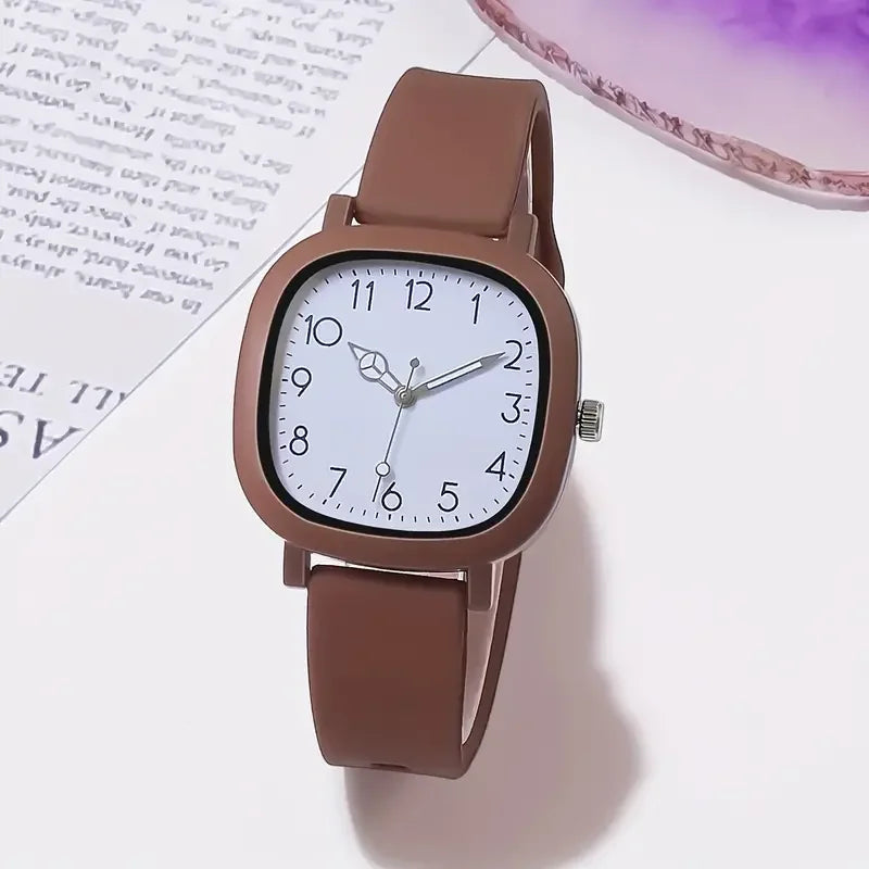 Fashion Silicone Band Women Quartz Watches Set Casual Arabic Dial Wristwatch for Girls Clock Reloj Hombre（Without Box）