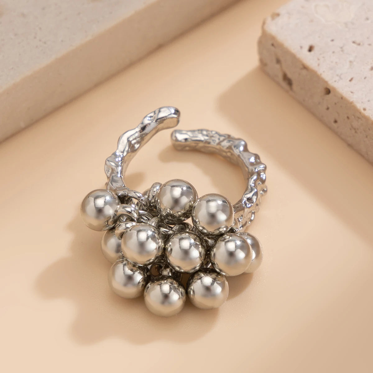 IngeSight.Z Small Ball Open Ring Stylish Unisex Jewelry