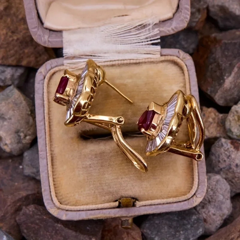 Luxury White Zirconia Earrings Elegant Vintage Style