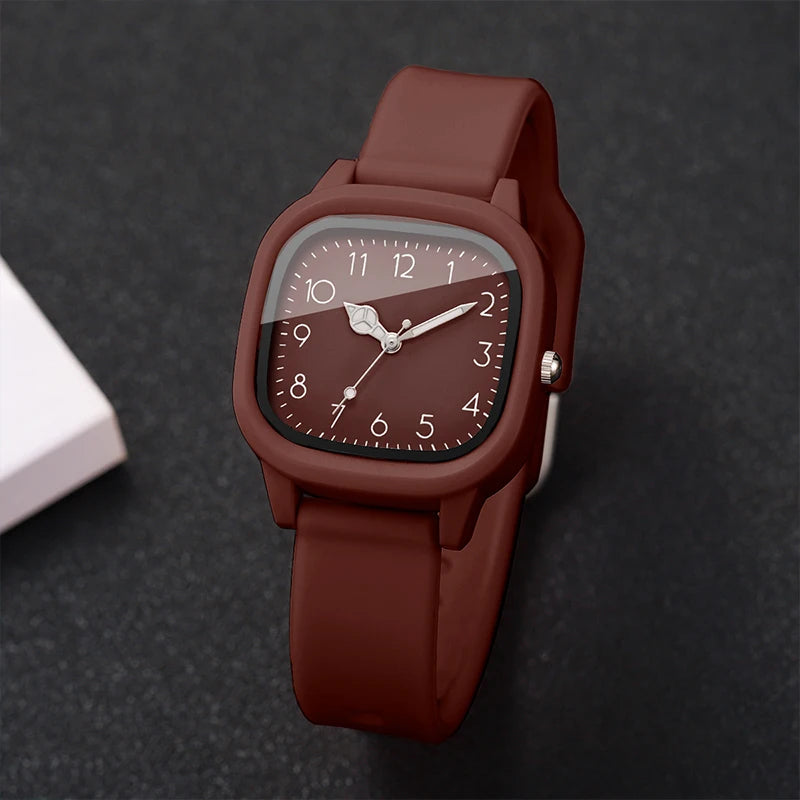 Fashion Silicone Band Women Quartz Watches Set Casual Arabic Dial Wristwatch for Girls Clock Reloj Hombre（Without Box）