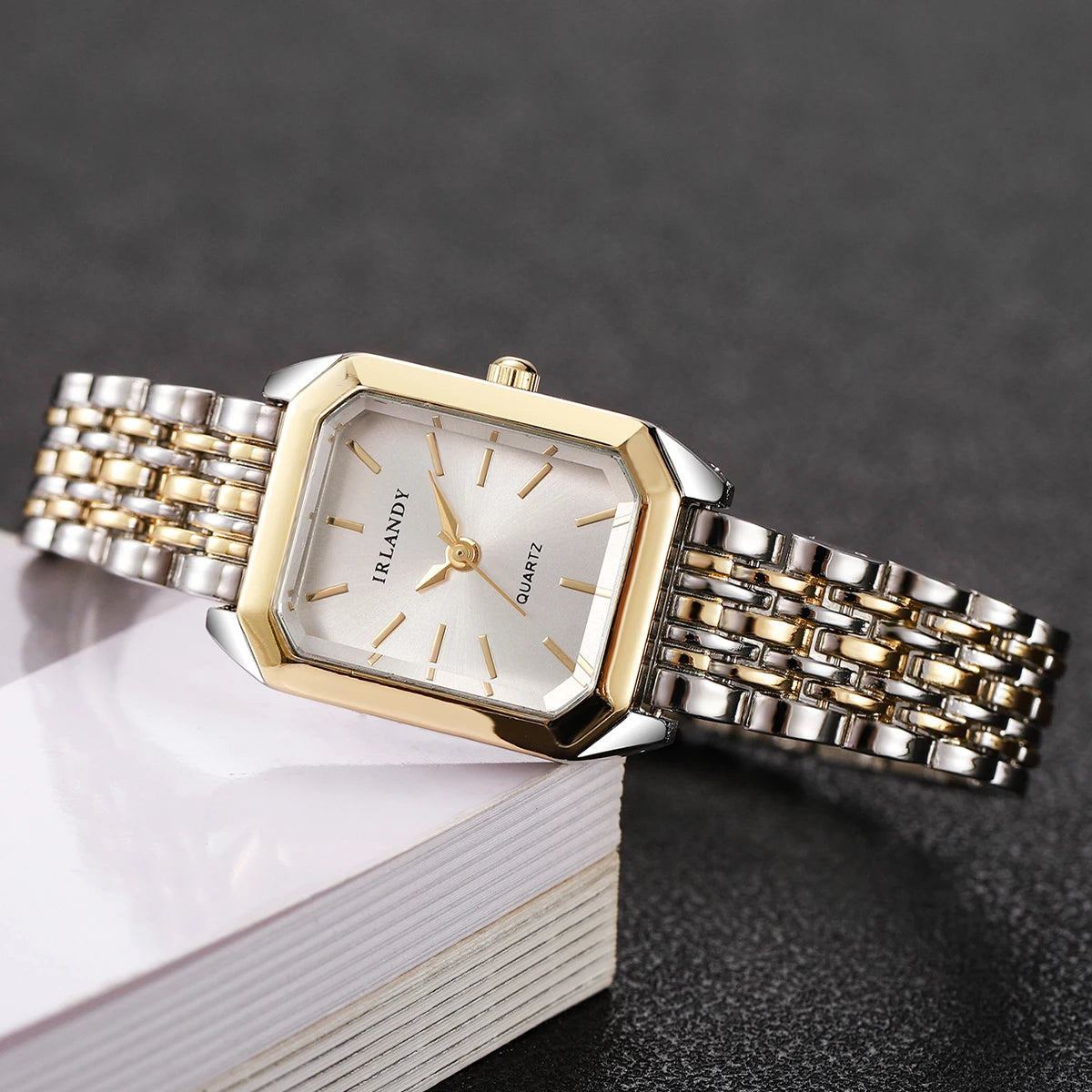 Fashion Rectangle Women’s Steel Strap Quartz Watch (Without Box)
