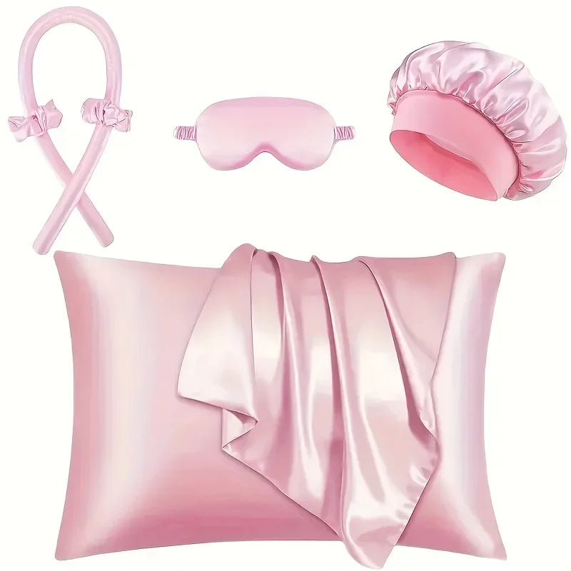 Morsue Heatless Curling Kit for Women – Silk Curler, Sleep Mask & Shower Cap.
