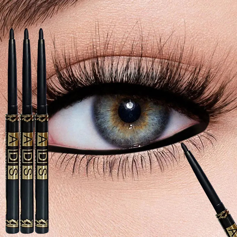 3pcs Long-Lasting Waterproof Black Eyeliner – Smudge-Proof