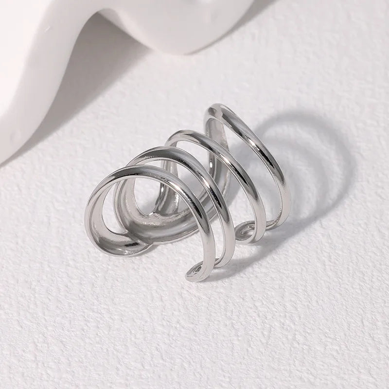 Stainless Steel Irregular Wave Ring Gold Color, Adjustable, Unisex