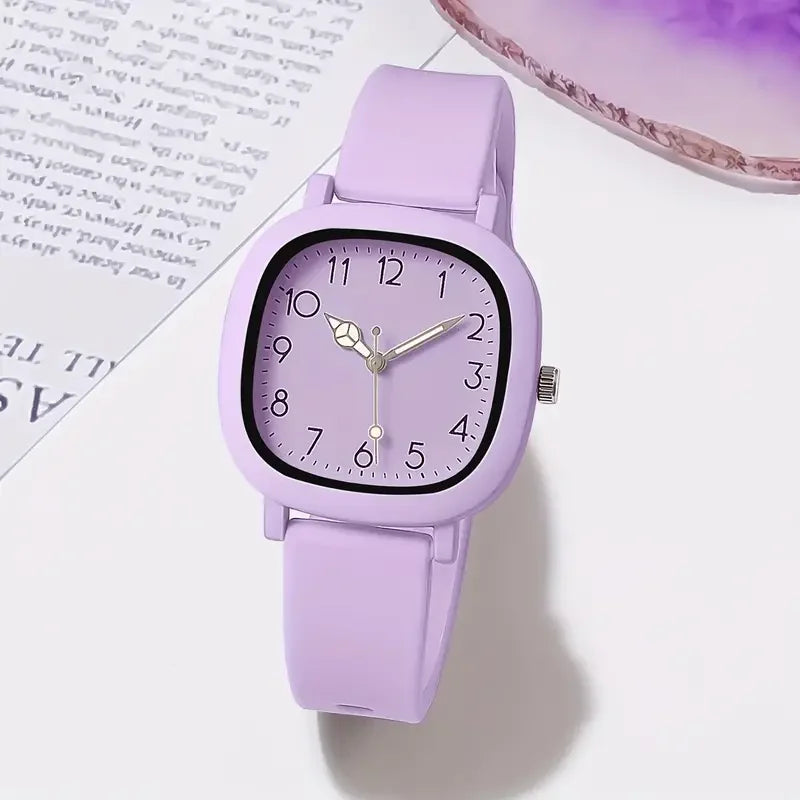 Fashion Silicone Band Women Quartz Watches Set Casual Arabic Dial Wristwatch for Girls Clock Reloj Hombre（Without Box）