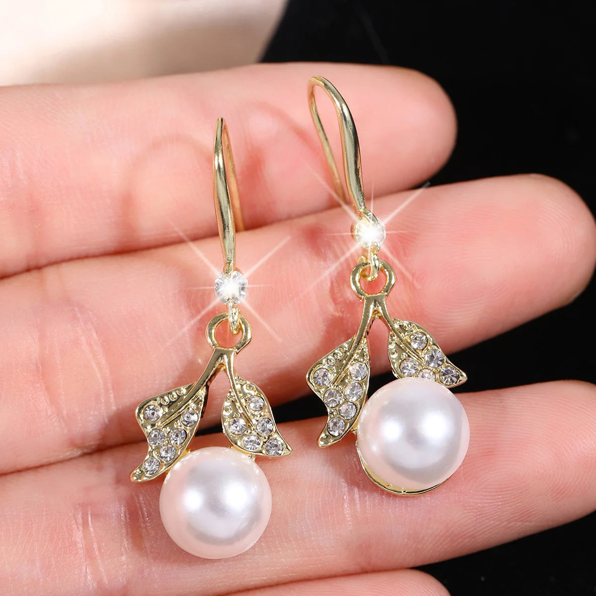 Elegant Pearl & Crystal Long Tassel Earrings Classic Wedding Style.