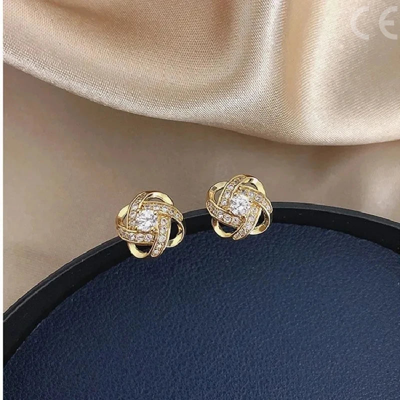 Shiny Zircon Crystal Earrings Square & Heart Design