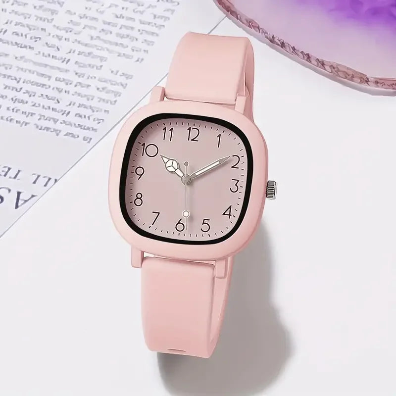 Fashion Silicone Band Women Quartz Watches Set Casual Arabic Dial Wristwatch for Girls Clock Reloj Hombre（Without Box）