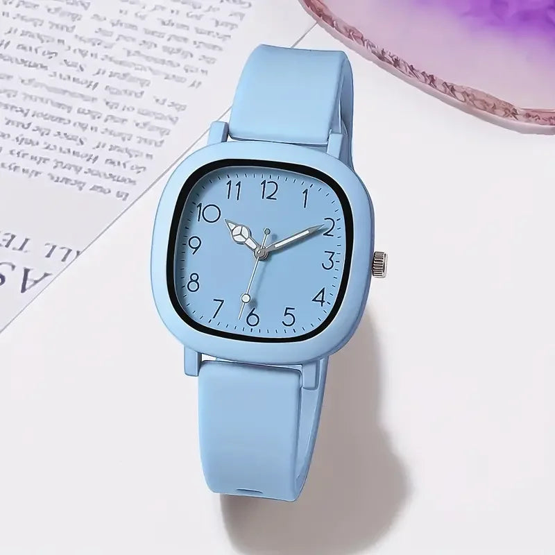 Fashion Silicone Band Women Quartz Watches Set Casual Arabic Dial Wristwatch for Girls Clock Reloj Hombre（Without Box）