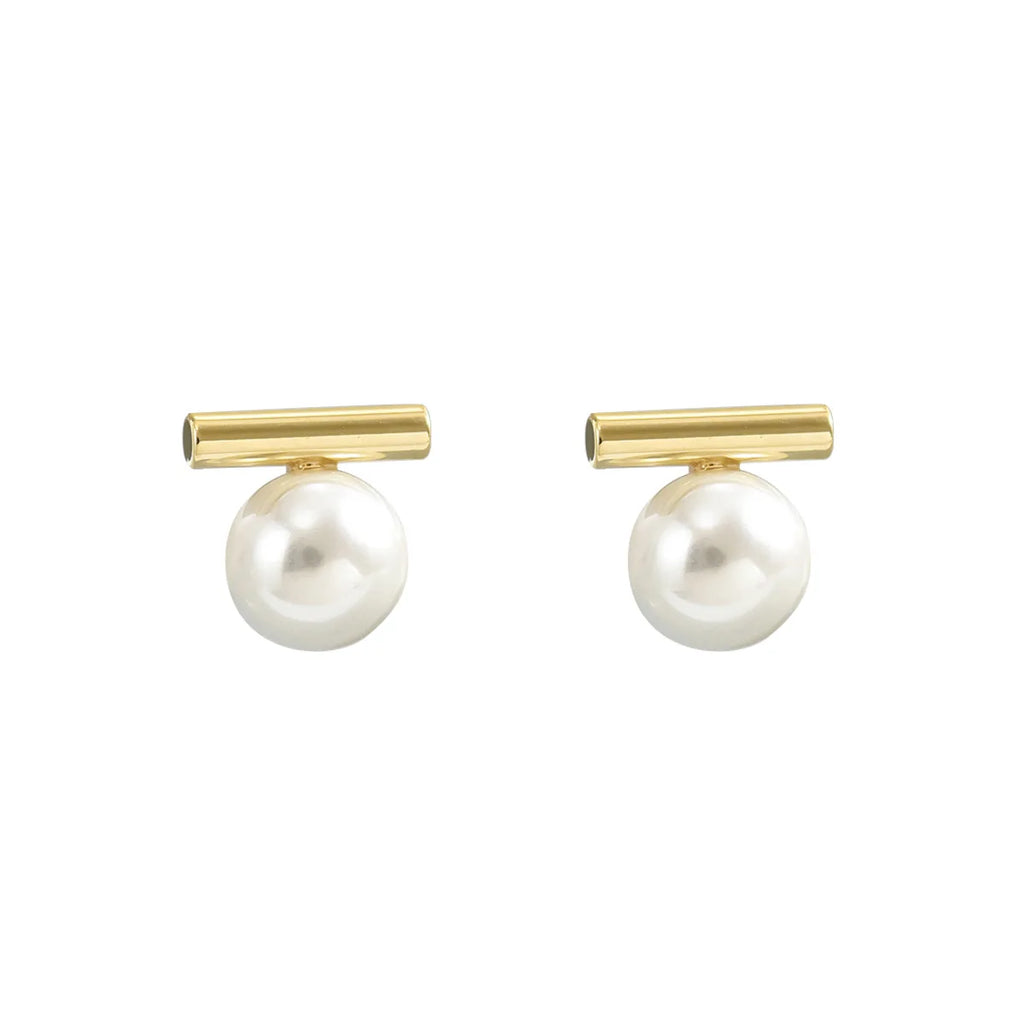Simple Gold Pearl Earrings Fashion Jewelry for Women