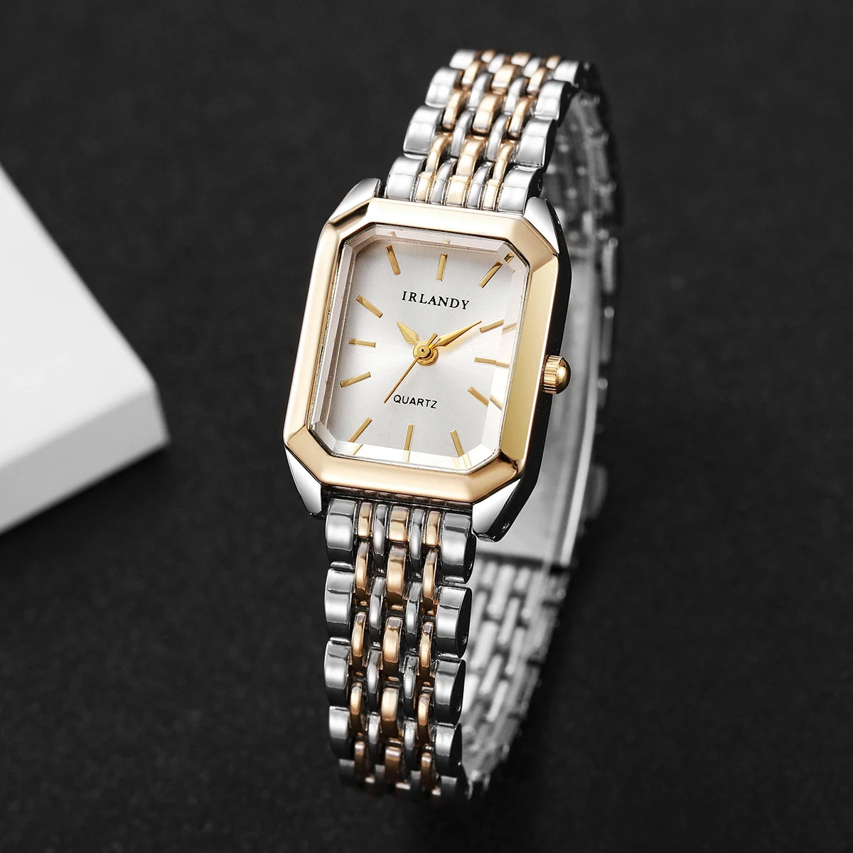 Fashion Rectangle Women’s Steel Strap Quartz Watch (Without Box)