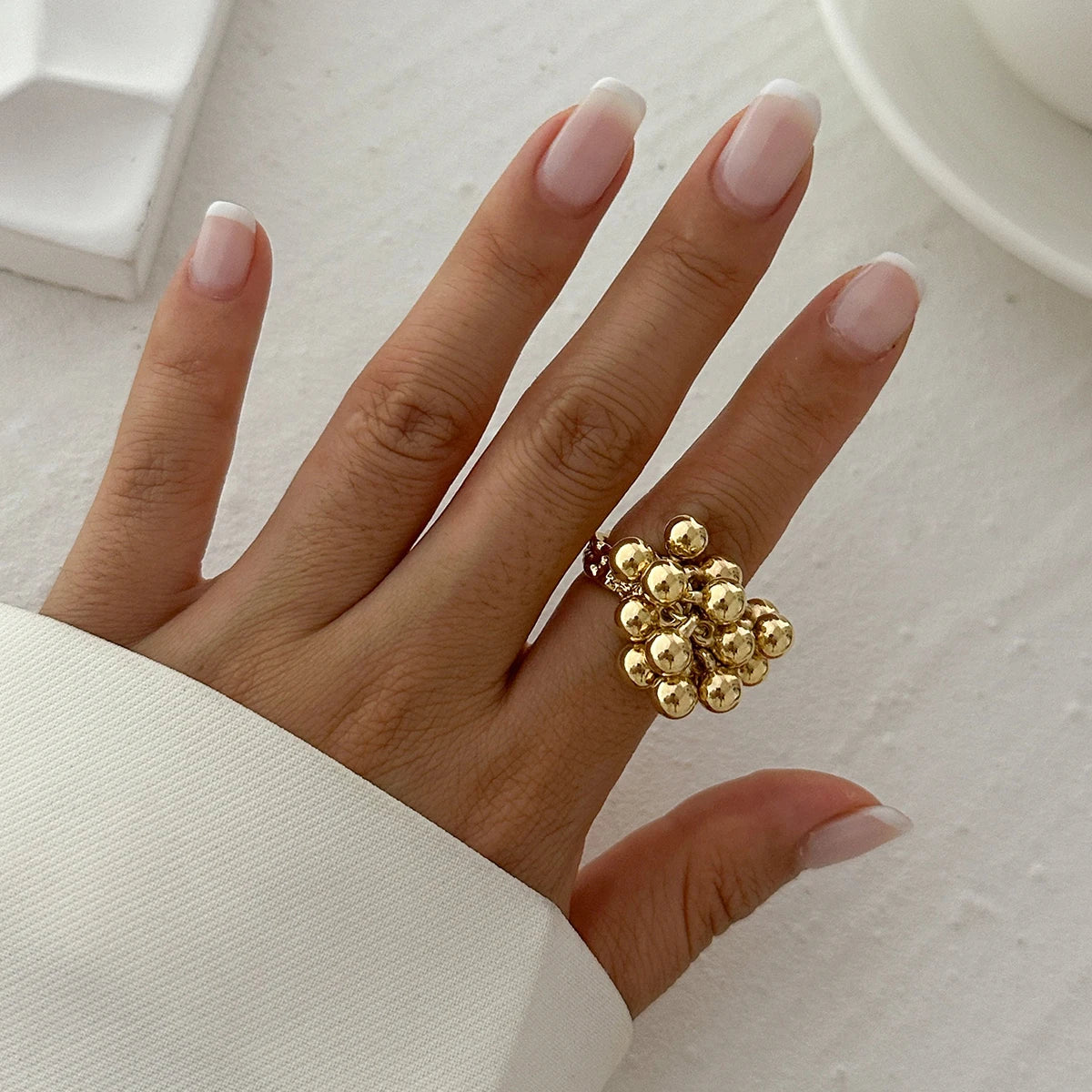 IngeSight.Z Small Ball Open Ring Stylish Unisex Jewelry