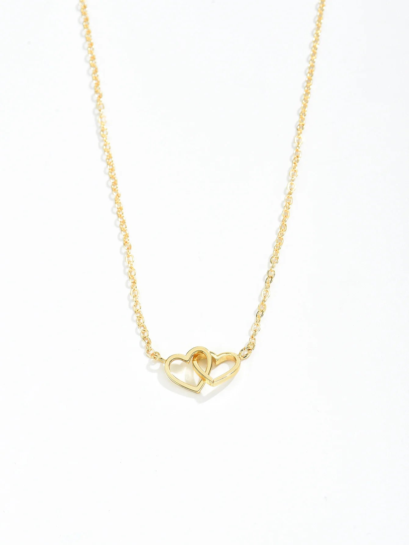 Tiny Double Heart Chain Necklace for Women