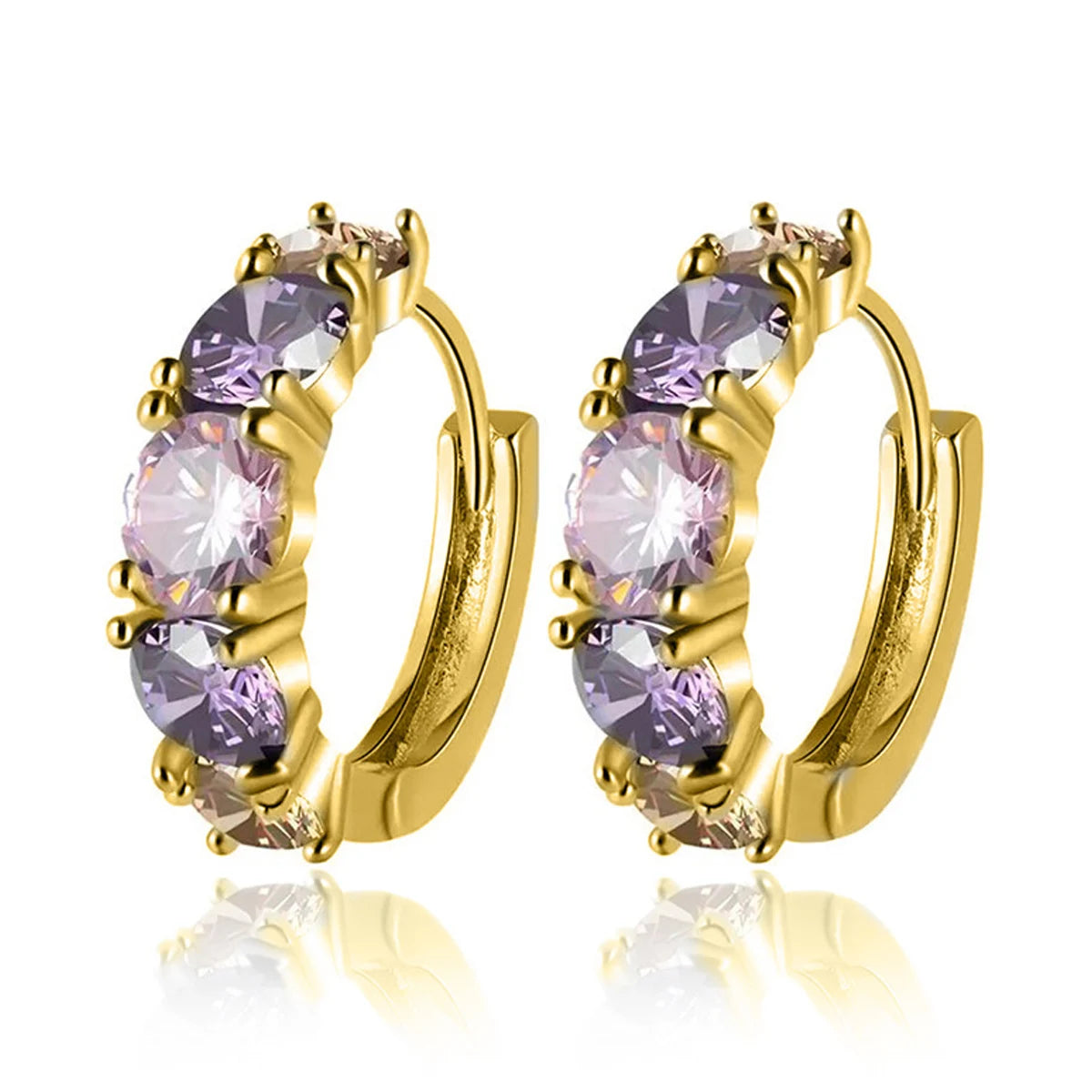 Purple Multicolor Zircon Earrings – Luxury Style