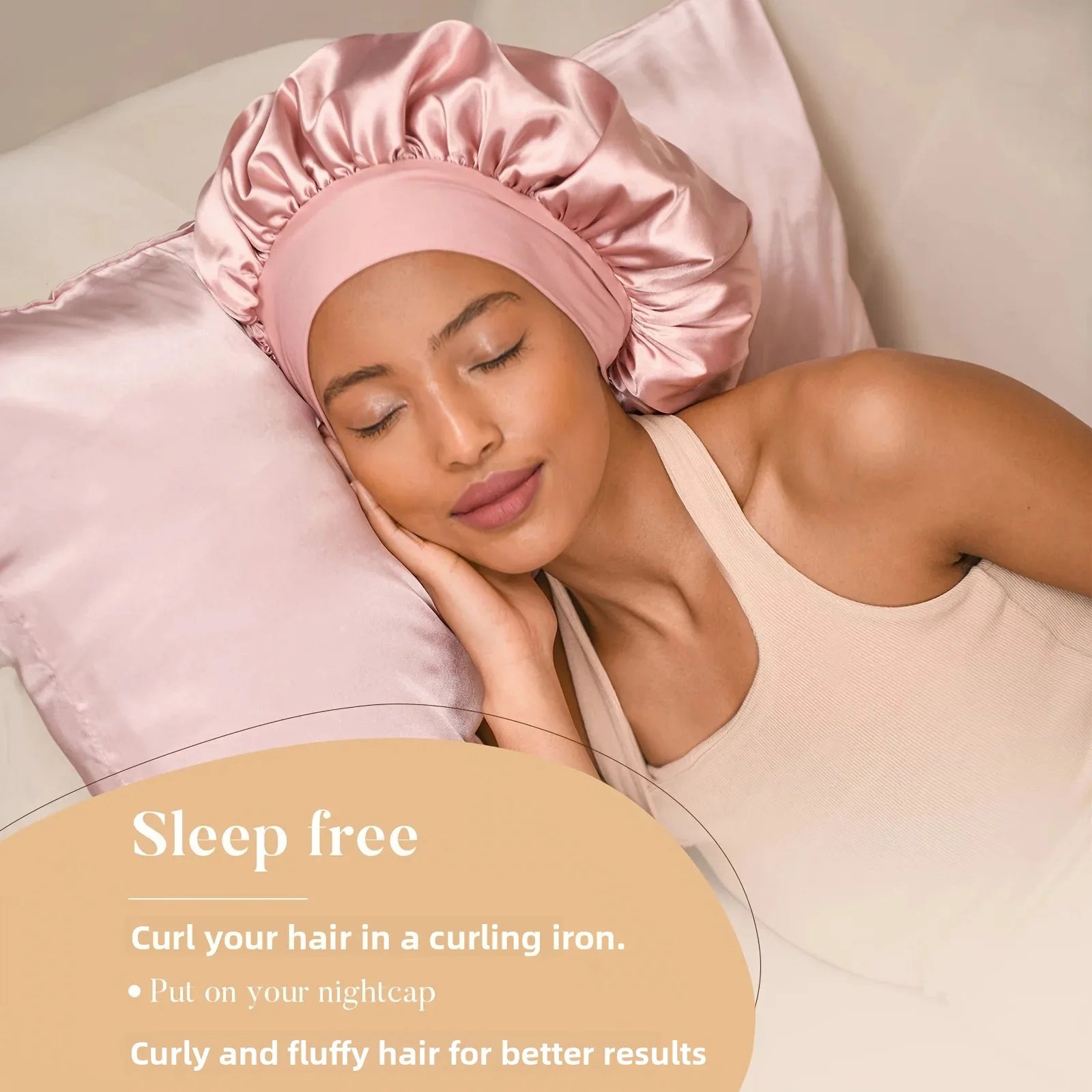 Heat  Free  Hair Curler And Satin Sleeping Cap Set