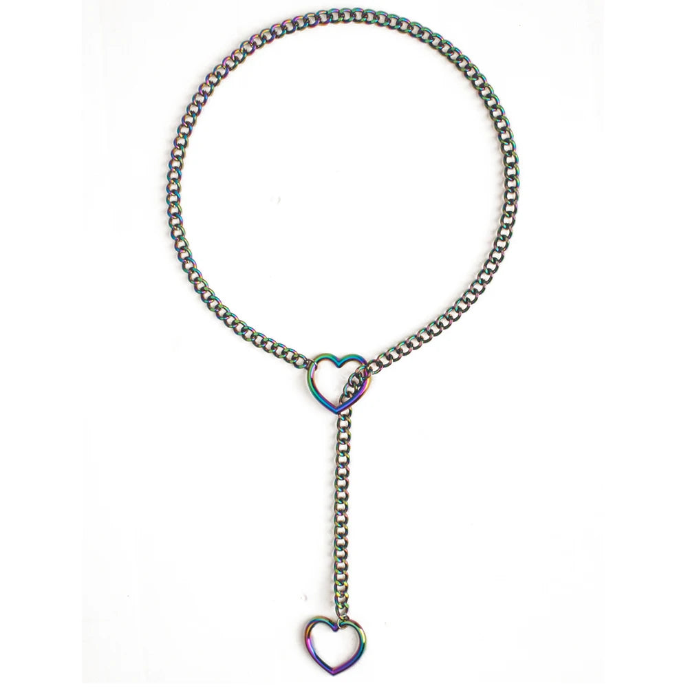 Adjustable Heart Necklace Punk Rock Jewelry for Women