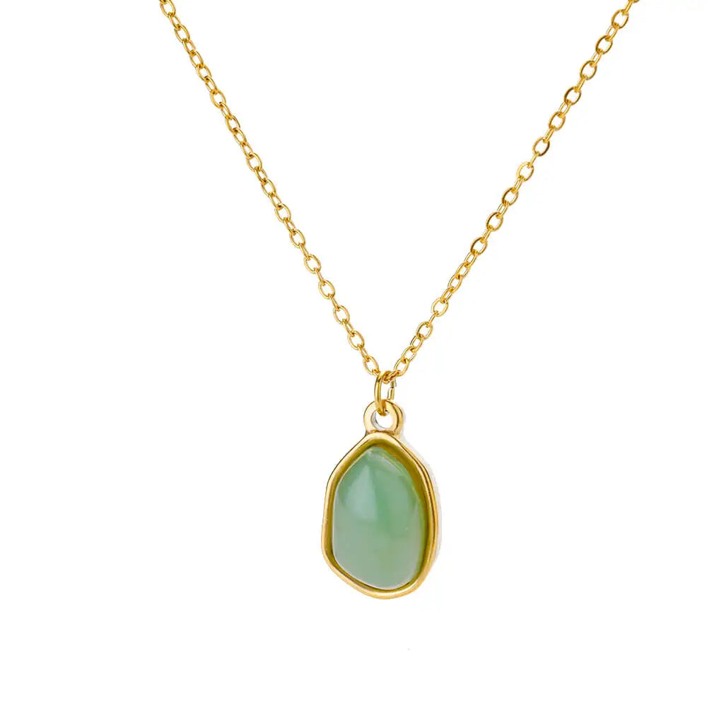 Opal Oval Necklace for Women Gold-Tone Stainless Steel.