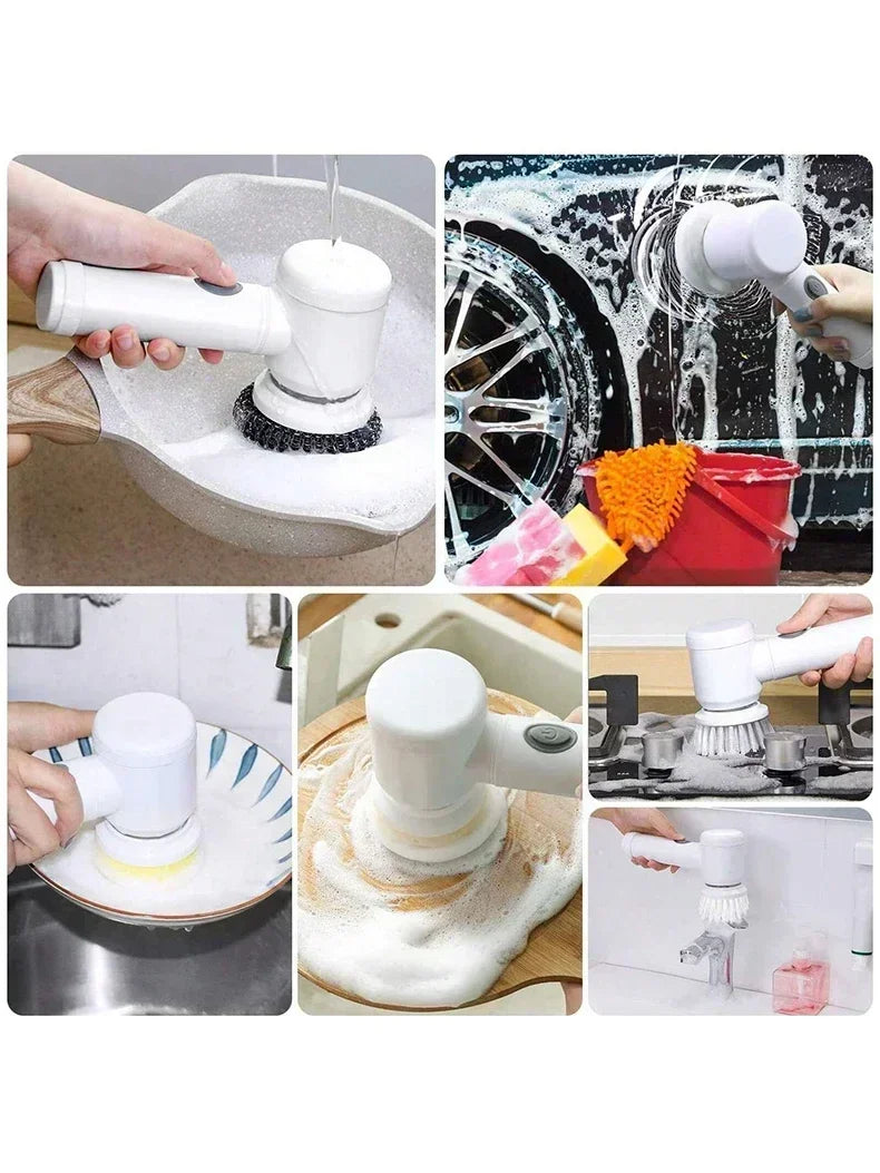 Cordless Electric Spin Scrubber with 5 Replaceable Brush Heads Powerful Cleaning Tool