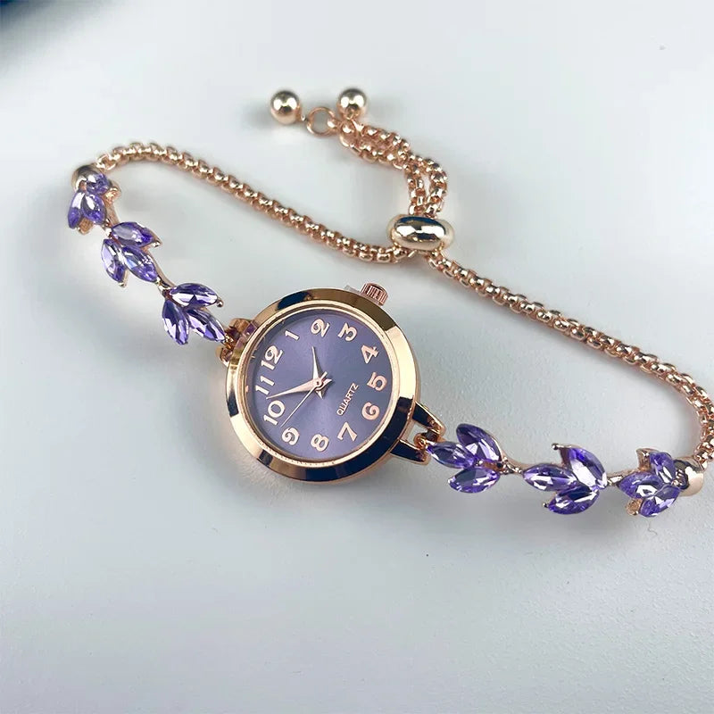 Elegant Women’s Quartz Watch – Rhinestone Bracelet Style (Without Box）