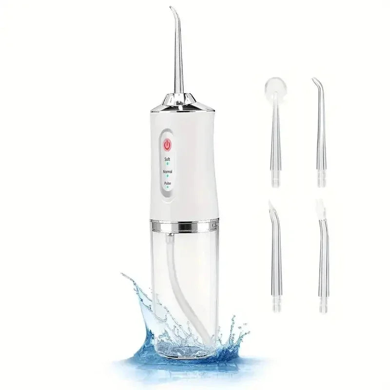 Smart Portable Electric Water Flosser – 4 Jet Tips, 3 Cleaning Modes, Rechargeable
