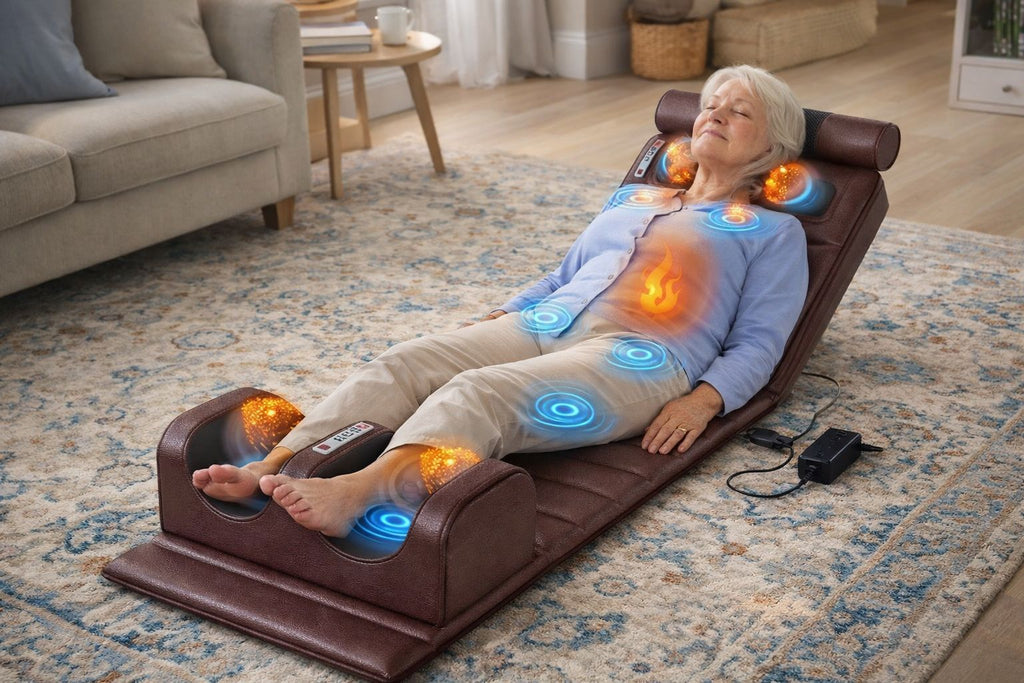 Electric heated massage mattress with airbag kneading and vibration for neck, shoulders, and back