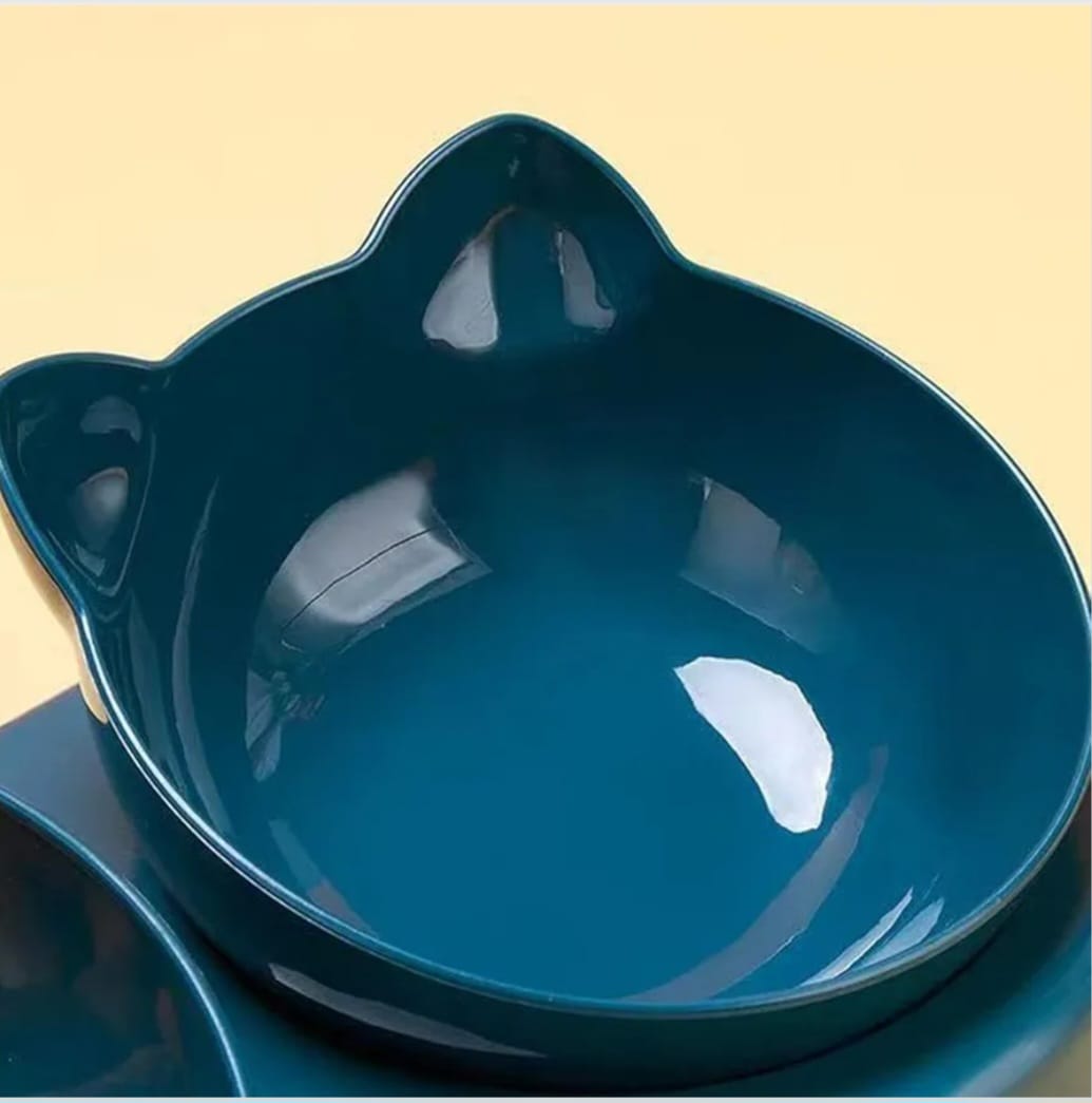 3-in-1 Tilted Cat Bowl Set Food & Water Bowls with Gravity Feeder