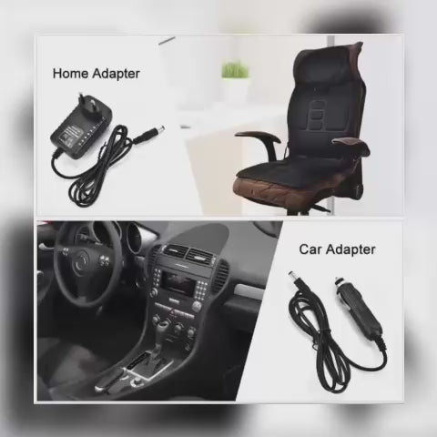 Portable vibration massage cushion for back and neck relaxation. Ideal for home, office, or car